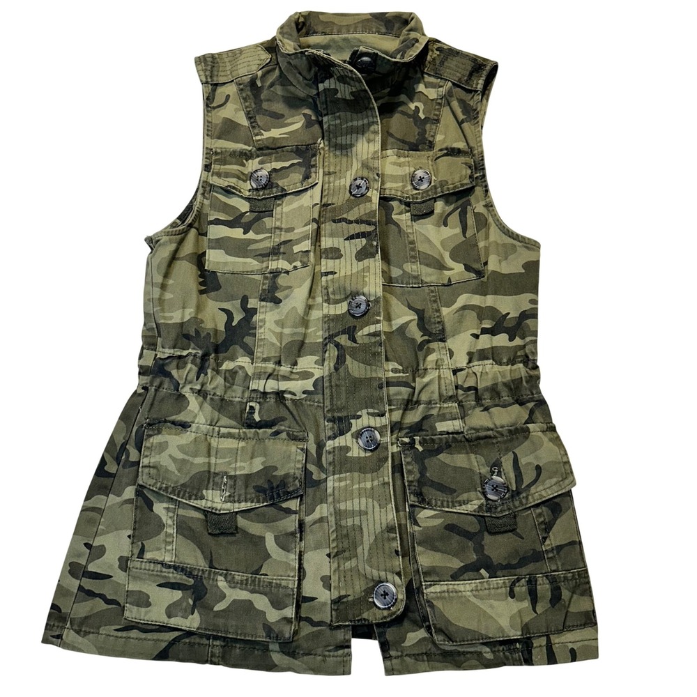 Ashley Utility Vest Womens Size S Green Camo Military Cargo Gorpcore